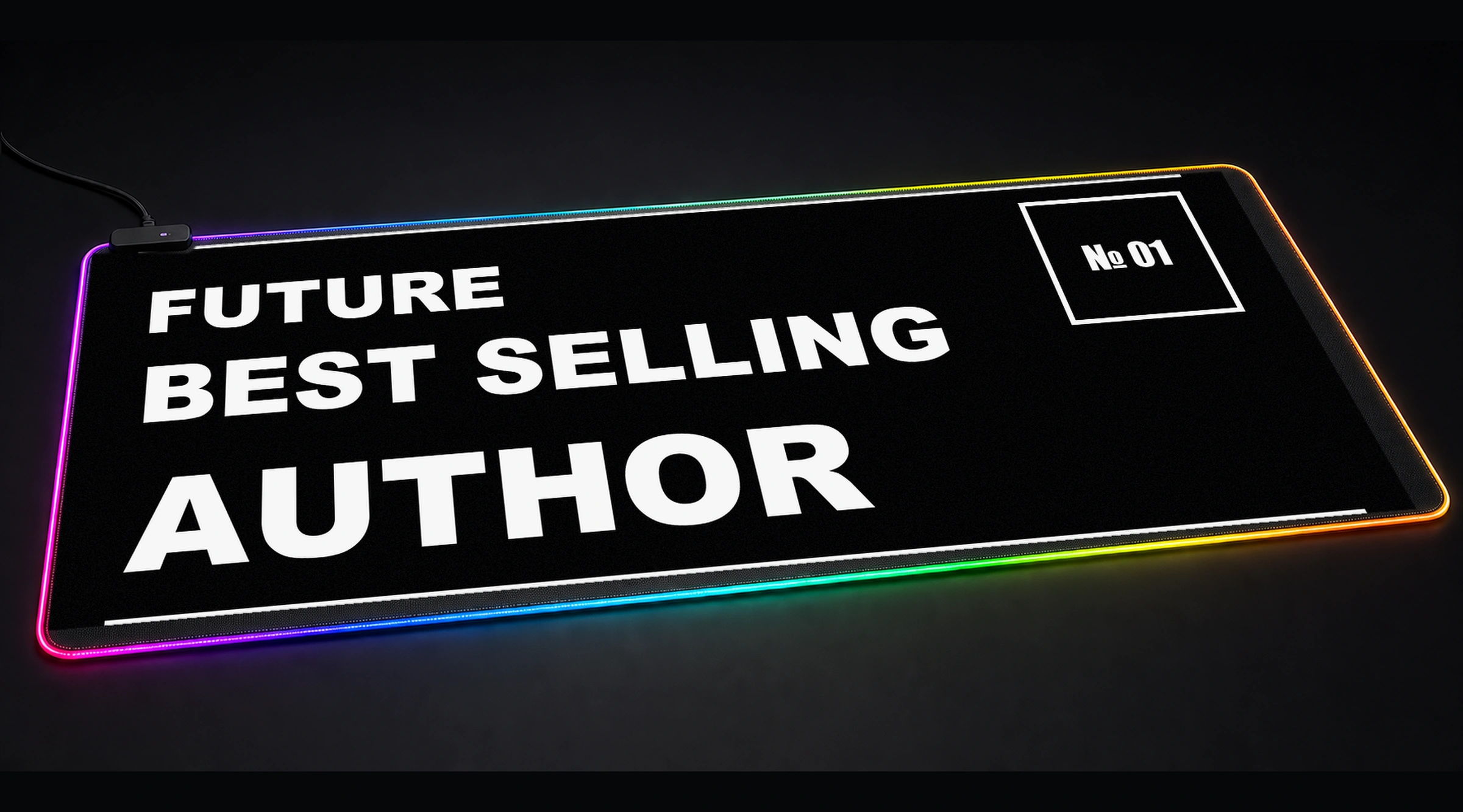 Future author — Monochrome Encore literary art panoramic RGB gaming desk mat product view