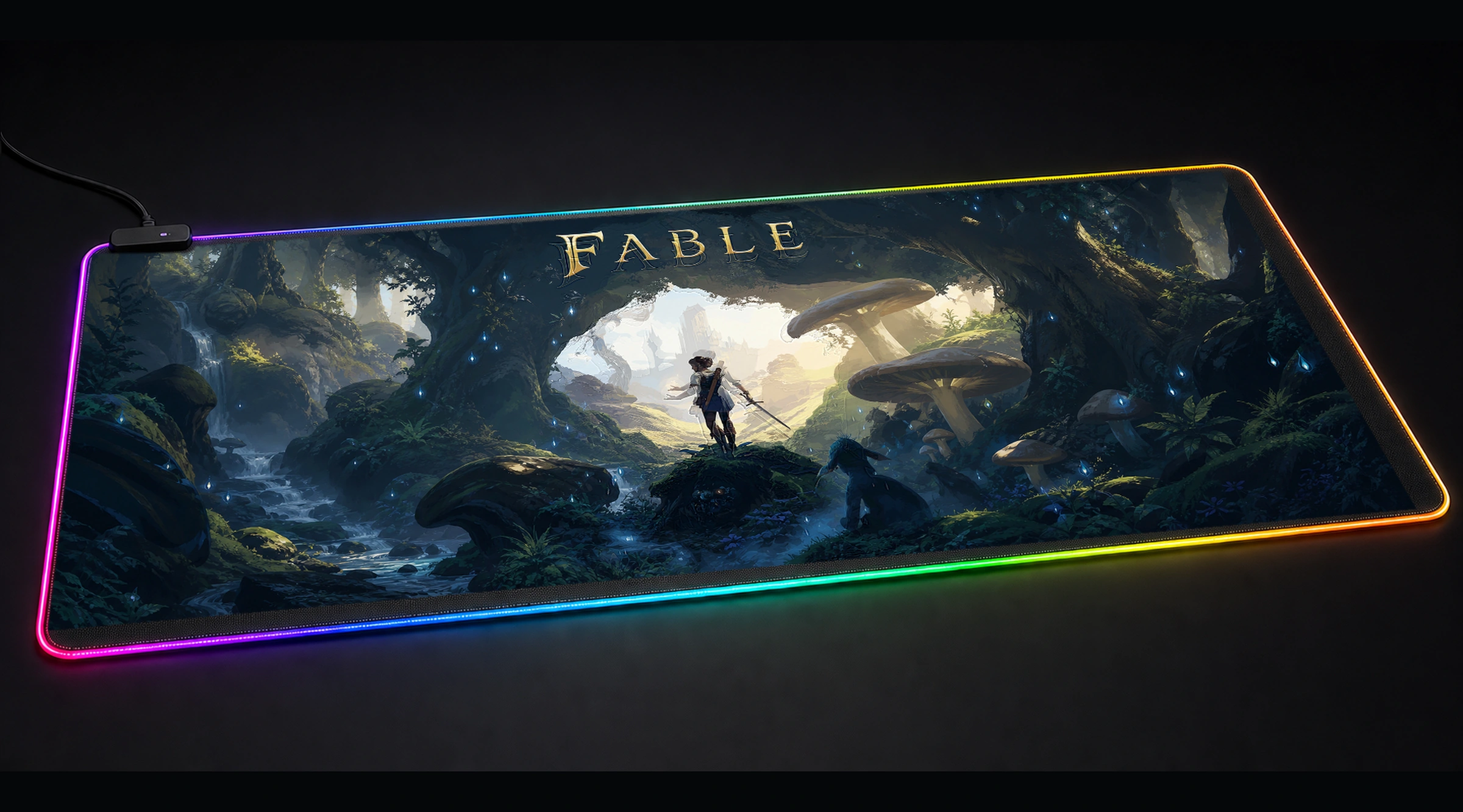Fable Game Cover Art game world art panoramic RGB gaming desk mat product view