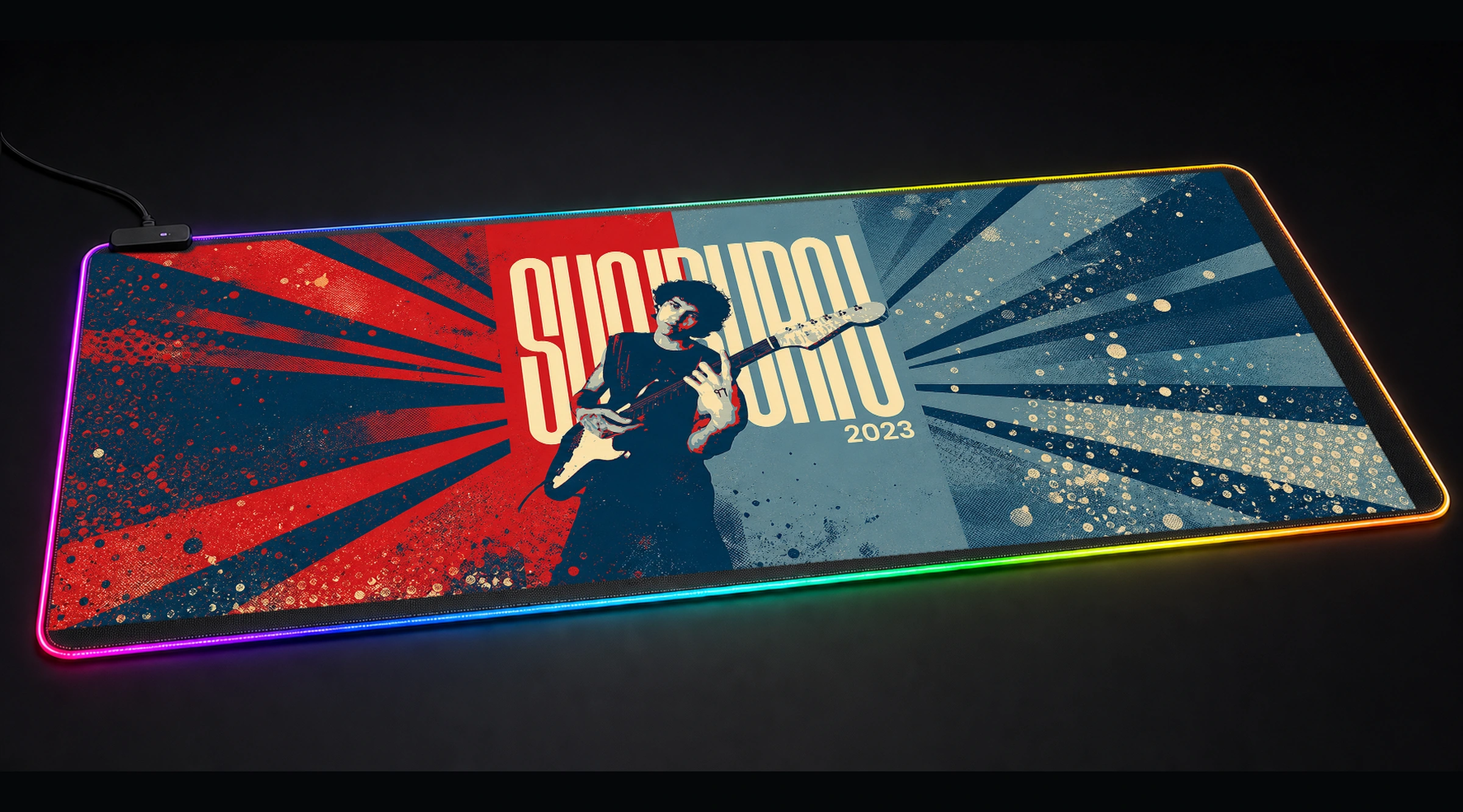 Dominic Fike - Sunburn Vintage Album Cover music band art panoramic RGB gaming desk mat product view