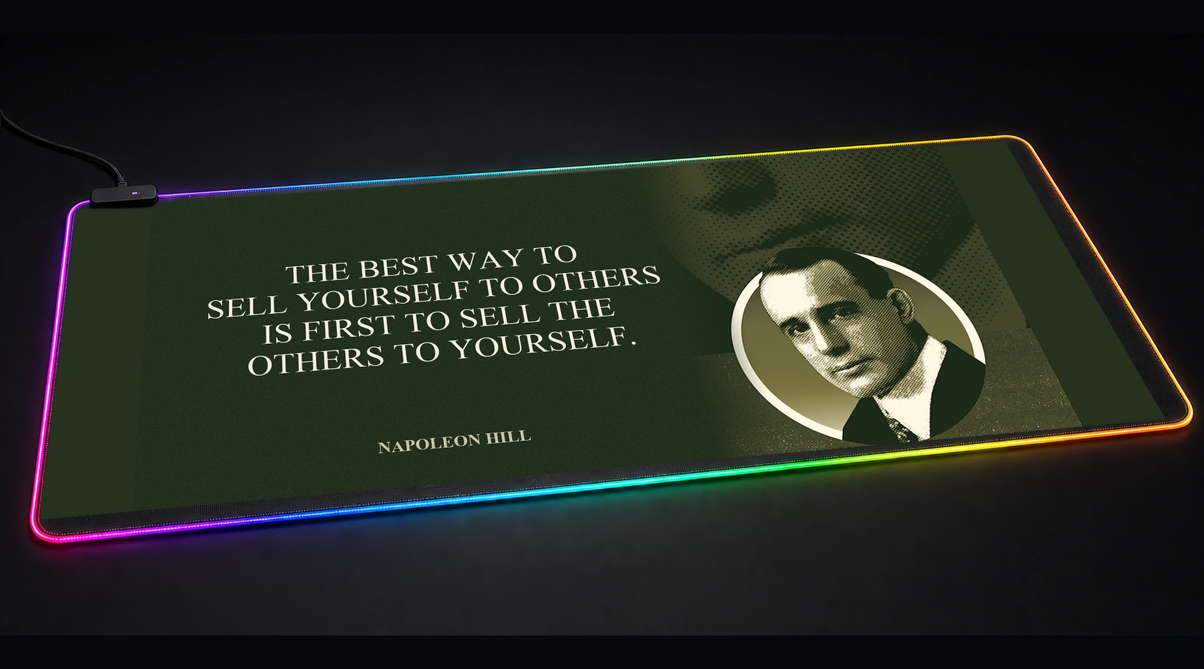 The Best Way to Sell motivational quote panoramic RGB gaming desk mat product view