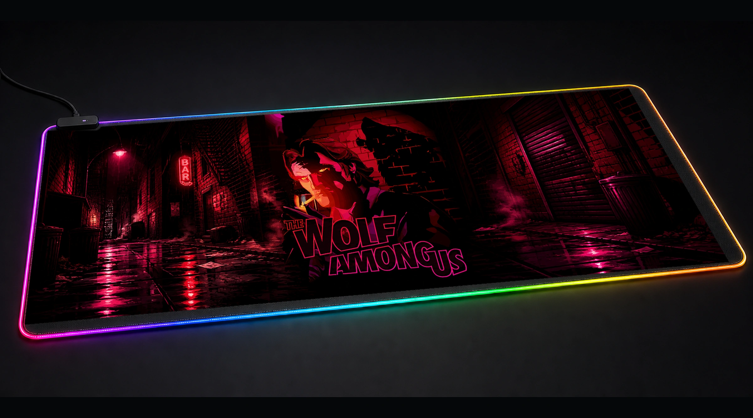 The Wolf Among Us artwork game world art panoramic RGB gaming desk mat product view