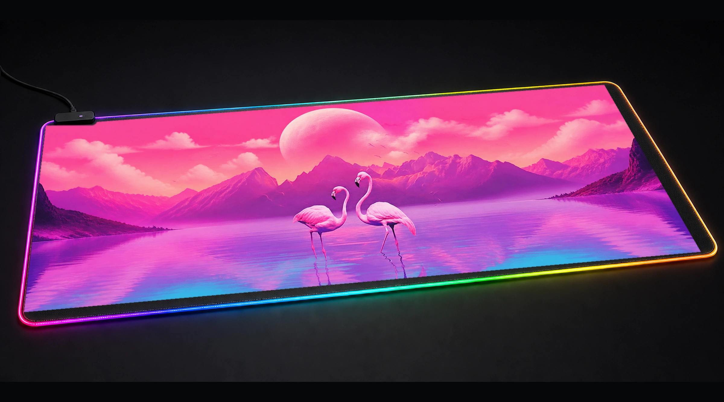 Natural scenery marble fluid art panoramic RGB gaming desk mat product view
