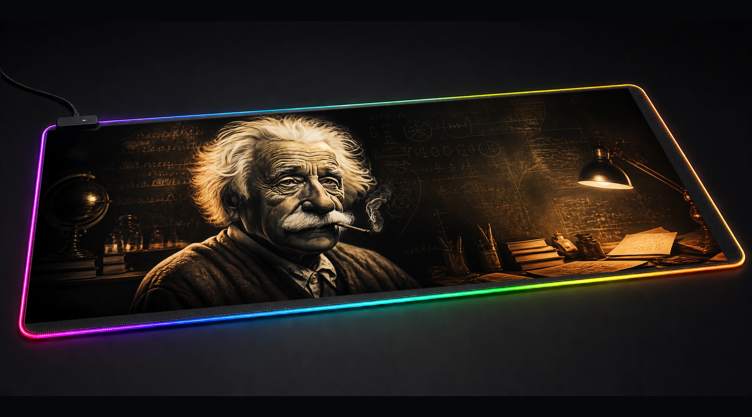 Inspirational Human marble fluid art panoramic RGB gaming desk mat product view