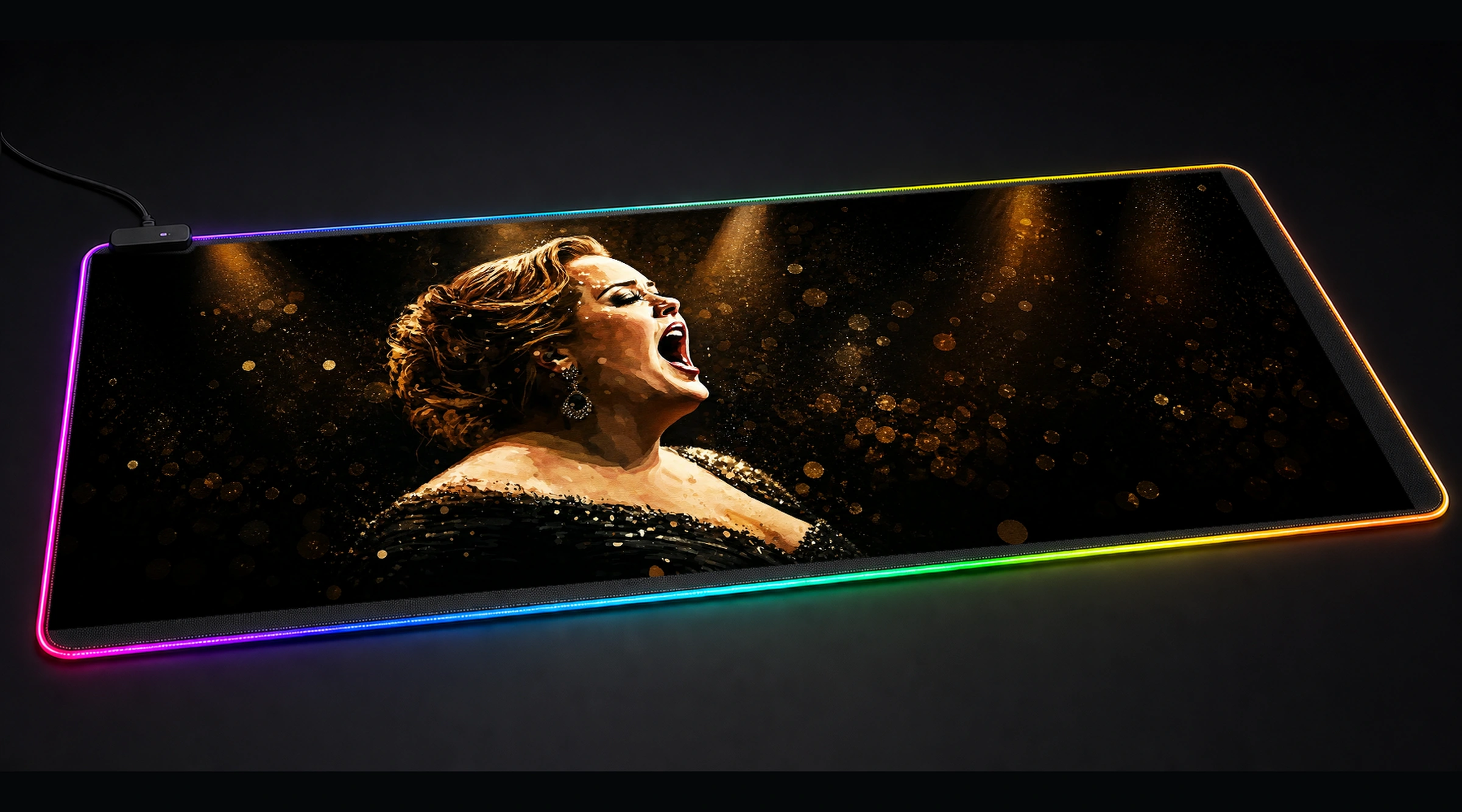 Splatter Singing music band art panoramic RGB gaming desk mat product view