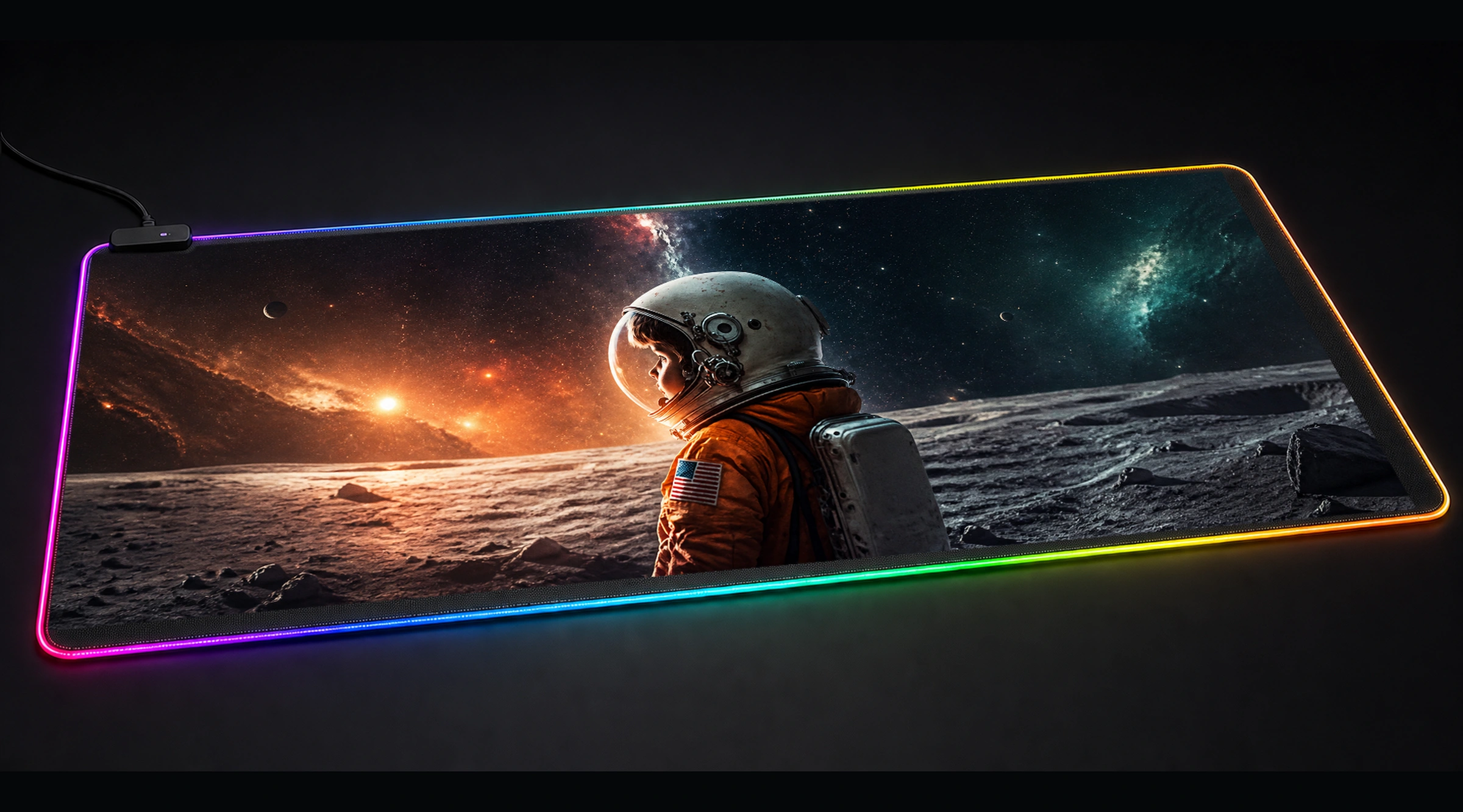 Astro Child Photography family art panoramic RGB gaming desk mat product view