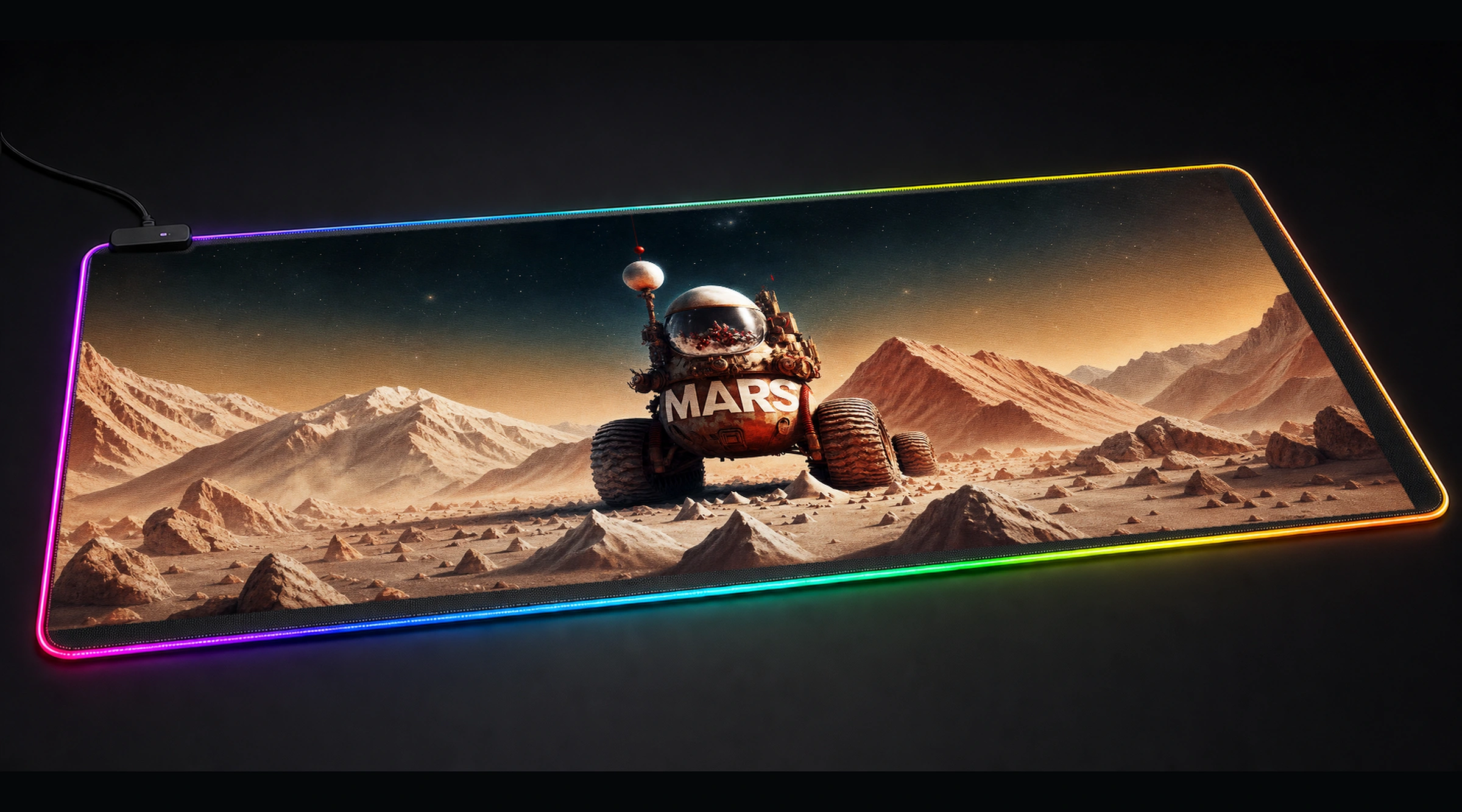 Robot Space robot mecha art panoramic RGB gaming desk mat product view