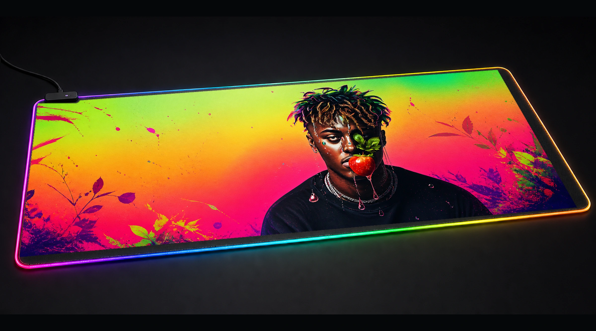 Colorful Life with Juice music band art panoramic RGB gaming desk mat product view
