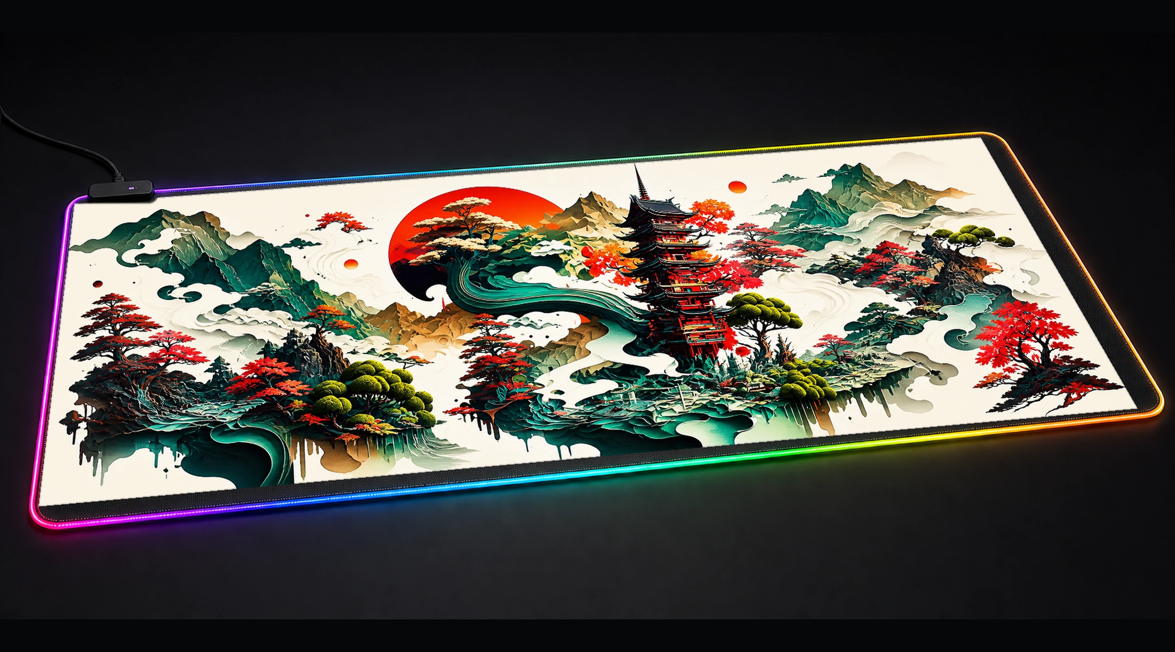Modern Art of Japanese japanese anime art panoramic RGB gaming desk mat product view