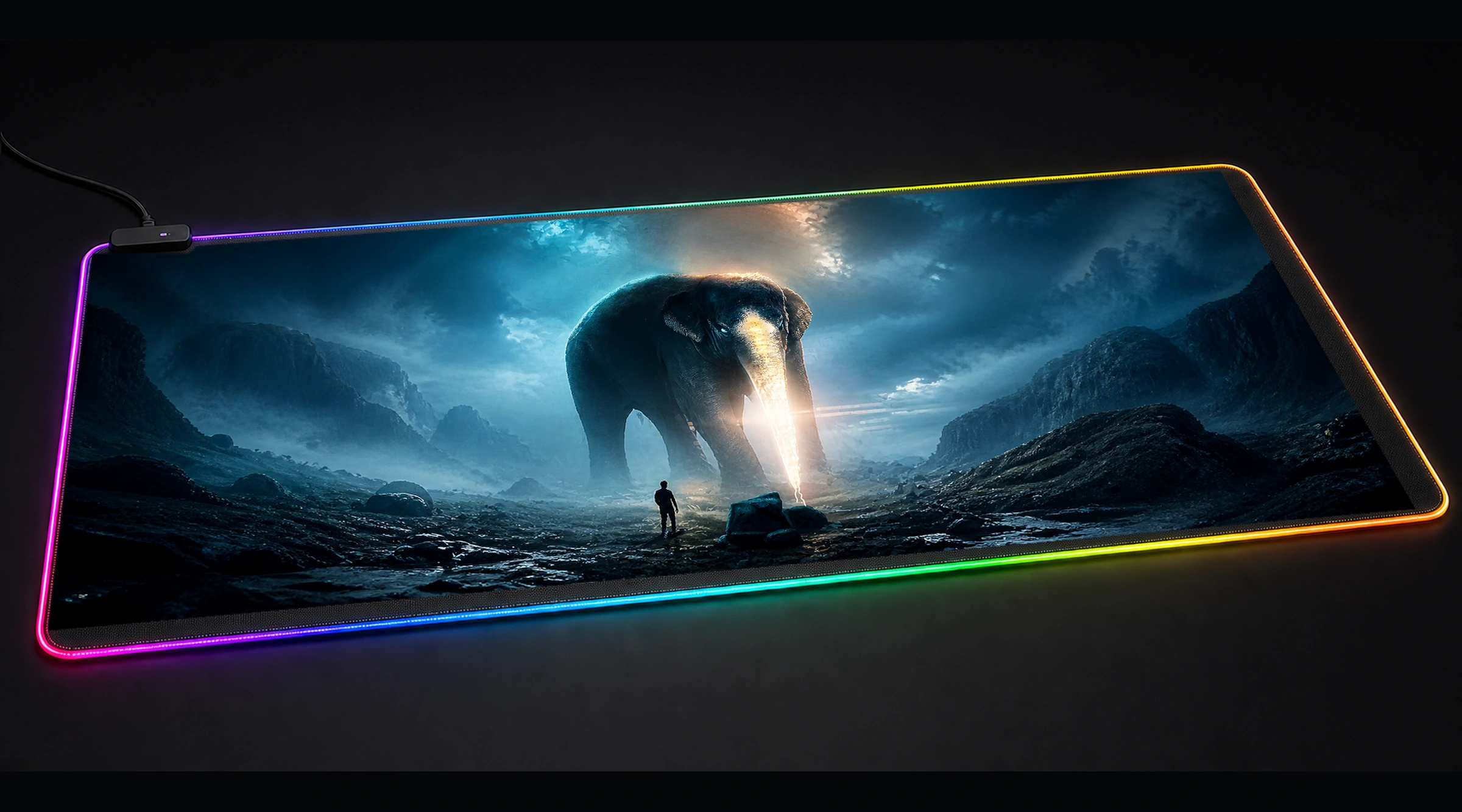 Pain Fantasy Forest forest landscape panoramic RGB gaming desk mat product view
