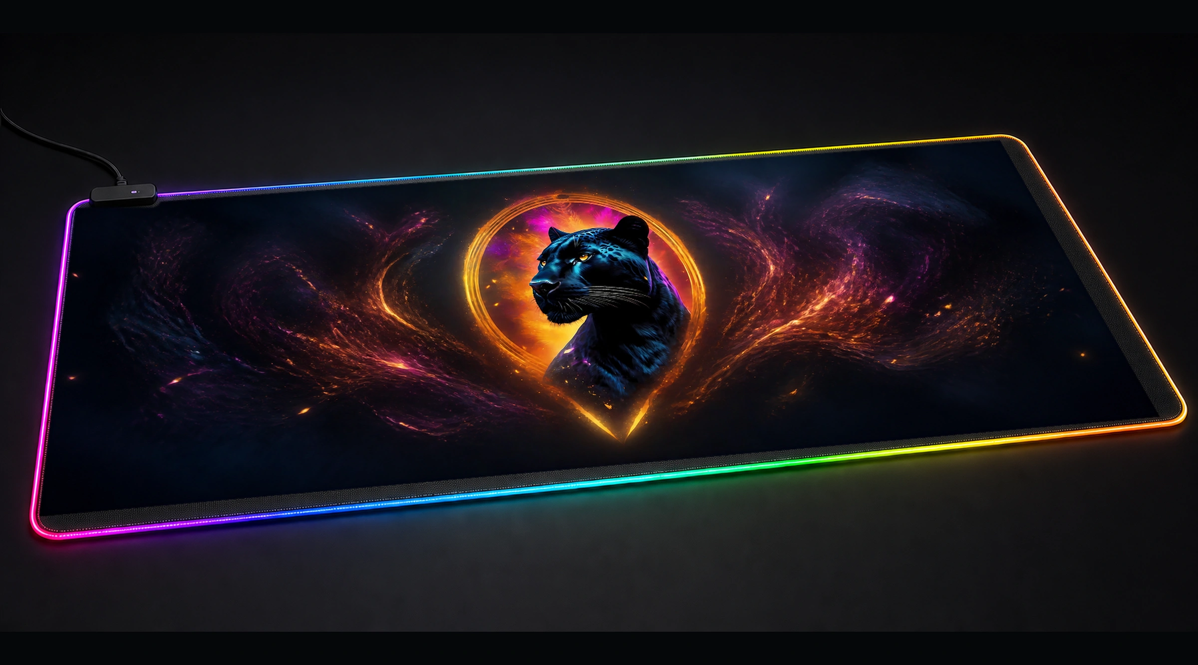 Black Panther — Crimson Encore movie tv art panoramic RGB gaming desk mat product view