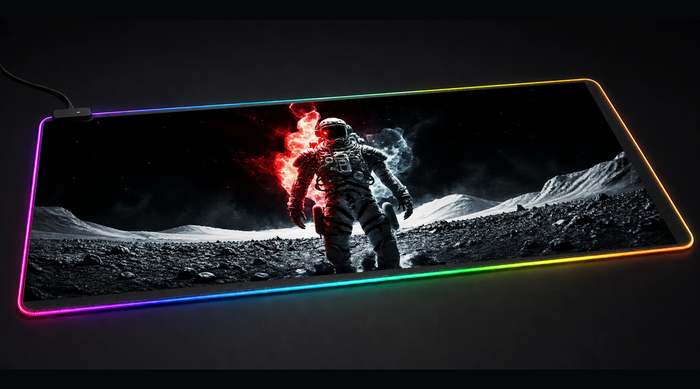 Astronaut Turbo Suit astronaut space art panoramic RGB gaming desk mat product view