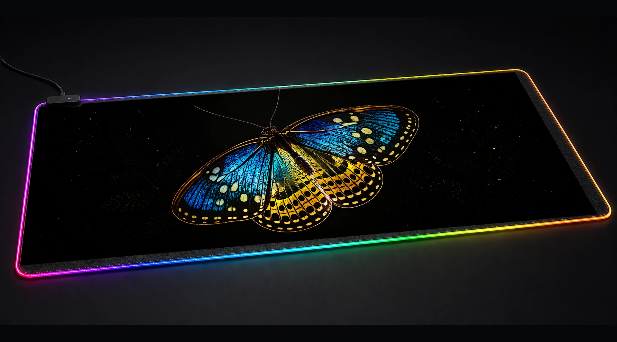 Butterfly Portrait mountain landscape panoramic RGB gaming desk mat product view