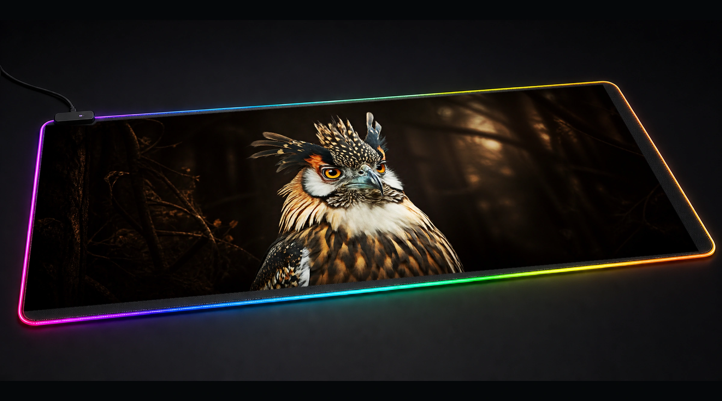 Portrait Birds bird art panoramic RGB gaming desk mat product view